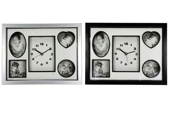 Photo Wall + Clock 38X29Cm 2Ass Black